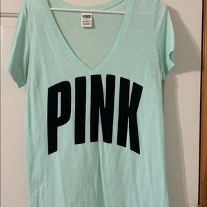 PINK L mint green vneck tee